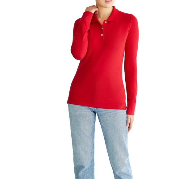 AERO Tops - Aeropostale Women's Aero Uniform Red Polo Long Sleeve Size Large - New